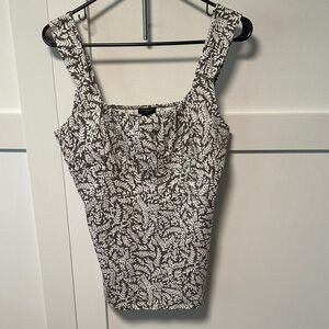 Ann Taylor Black and White Leaf Print Blouse